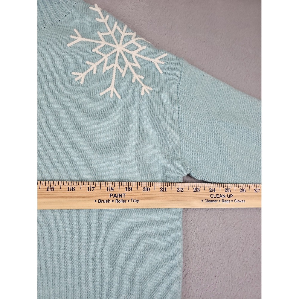 Sundance Light Blue Sweet Snowflake Turtleneck Sweater Women's Size Medium - Picture 4 of 11